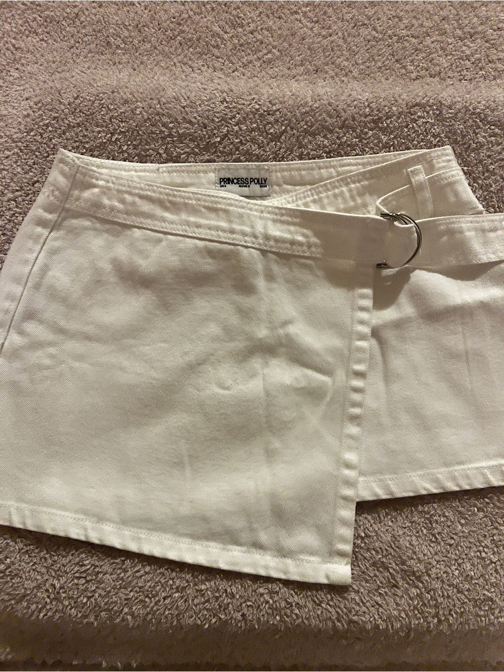 Princess Polly White Wrap Skort with Silver D-Ring